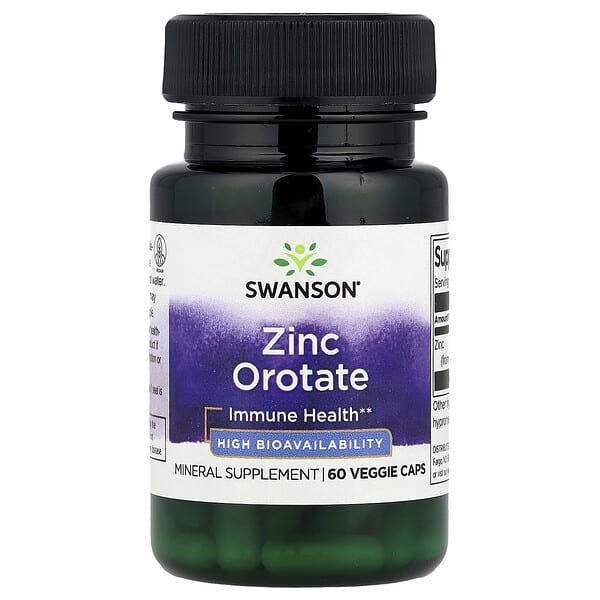 Swanson, Zinc Orotate, 60 Veggie Caps (10 mg per Cap)
