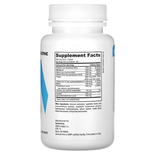 Alternative view of Swolverine, B-Complex, 30 Tablets