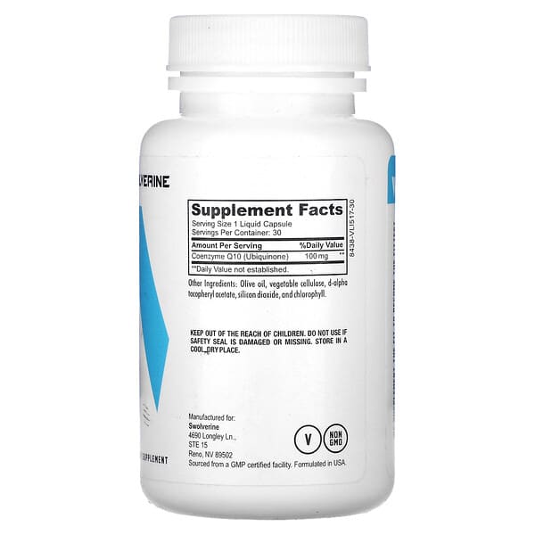 Alternative view of Swolverine, CoQ10, 30 Capsules (100 mg Capsule)