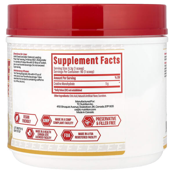 Alternative view of TC Nutrition, Creatine Monohydrate, Peach Rings, 90 Servings, 20 oz (567 g)