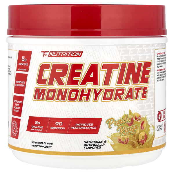 TC Nutrition, Creatine Monohydrate, Peach Rings, 90 Servings, 20 oz (567 g)