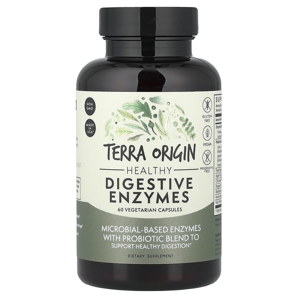 Terra Origin, Healthy Digestive Enzymes, 60 Vegetarian Capsules