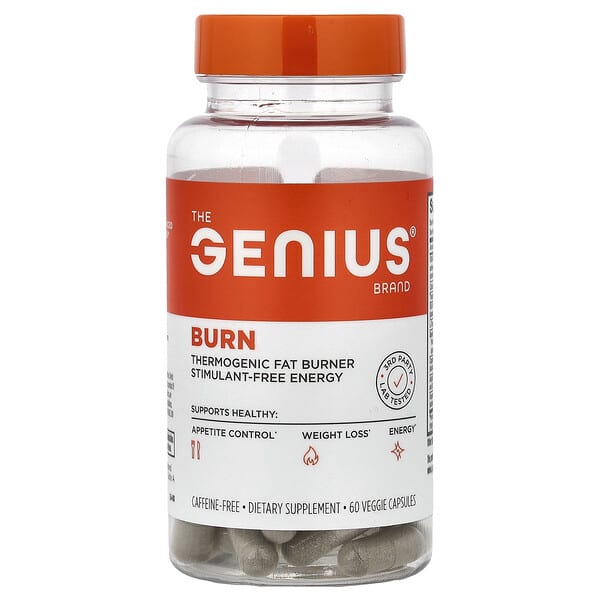 The Genius Brand, Burn, Caffeine-Free, 60 Veggie Capsules
