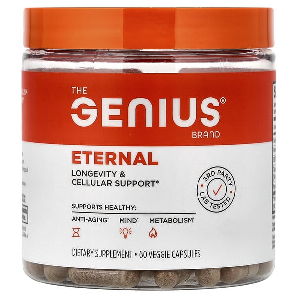 The Genius Brand, Eternal, Longevity & Cellular Support, 60 Veggie Capsules