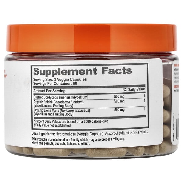 Alternative view of The Genius Brand, Genius Mushrooms, 180 Veggie Capsules