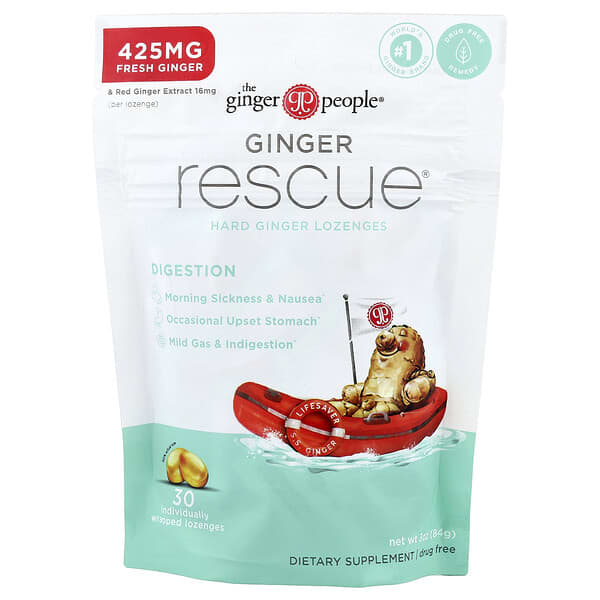 The Ginger People, Ginger Rescue®, Hard Ginger Lozenges, 30 Individually Wrapped Lozenges
