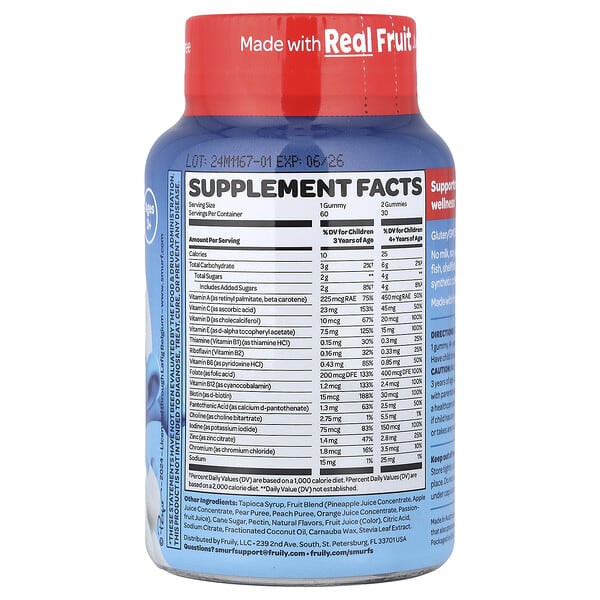 Alternative view of The Smurfs, Kids Gummy, Multi-Vitamin, Ages 3+, Smurf Berry, 60 Gummies
