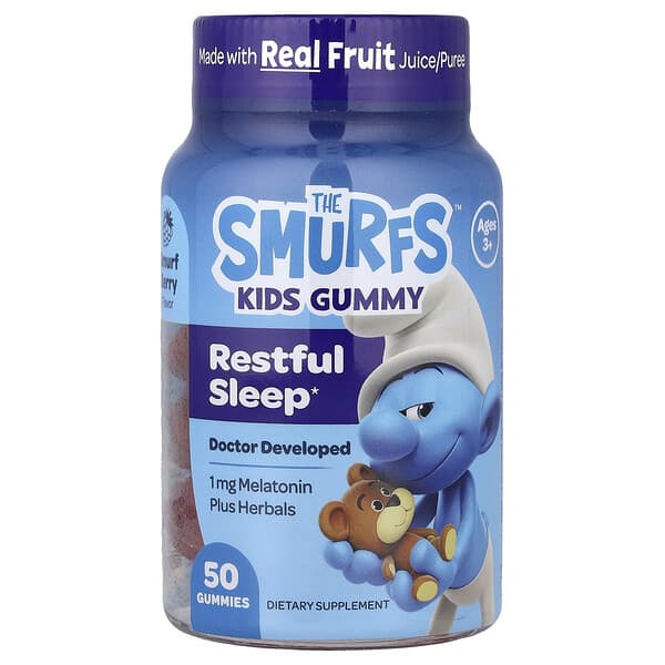 The Smurfs, Kids Gummy, Restful Sleep, Ages 3+, Smurf Berry, 50 Gummies