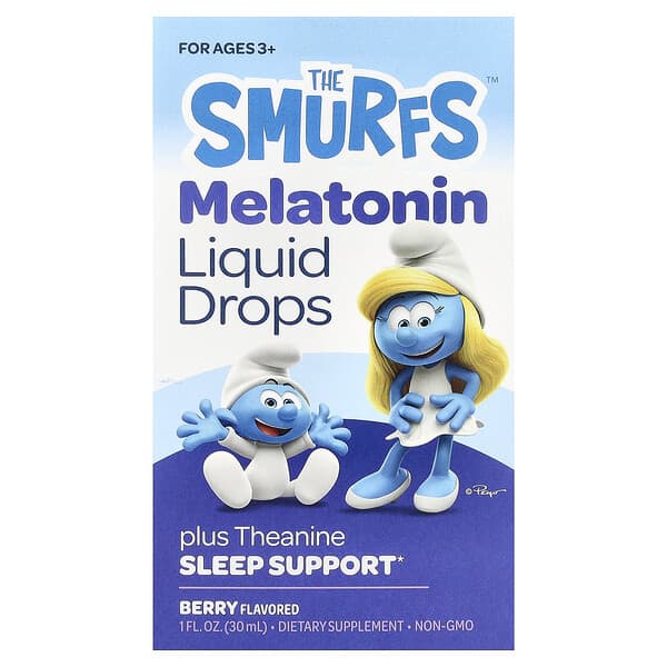 The Smurfs, Melatonin Liquid Drops, Ages 3+, Berry, 1 fl oz (30 ml)