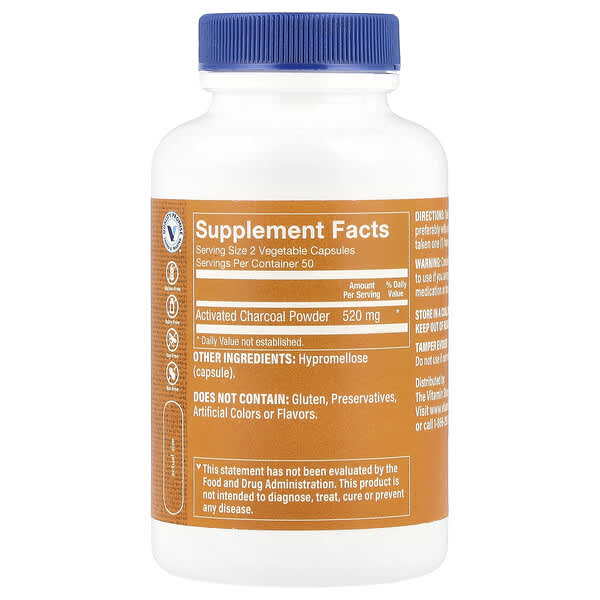 Alternative view of The Vitamin Shoppe, Activated Charcoal, 100 Vegetable Capsules (260 mg per Capsule)