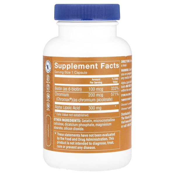 Alternative view of The Vitamin Shoppe, Alpha Lipoic Acid With Chromax® & Biotin, 120 Capsules