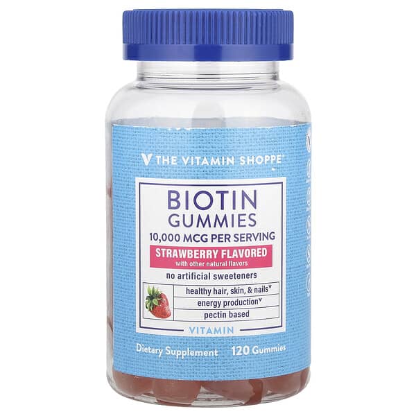 The Vitamin Shoppe, Biotin Gummies, Strawberry, 120 Gummies (5,000 mcg per Gummy)