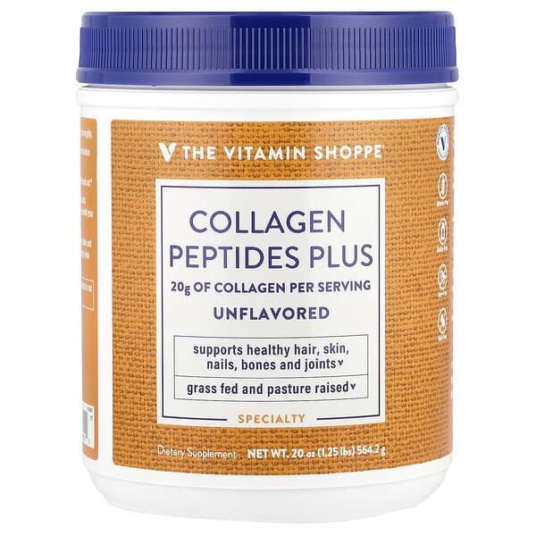 The Vitamin Shoppe, Collagen Peptides Plus, Unflavored, 20 oz (564.2 g)
