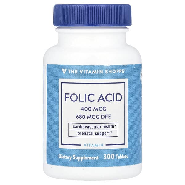 The Vitamin Shoppe, Folic Acid, 680 mcg DFE, 300 Tablets