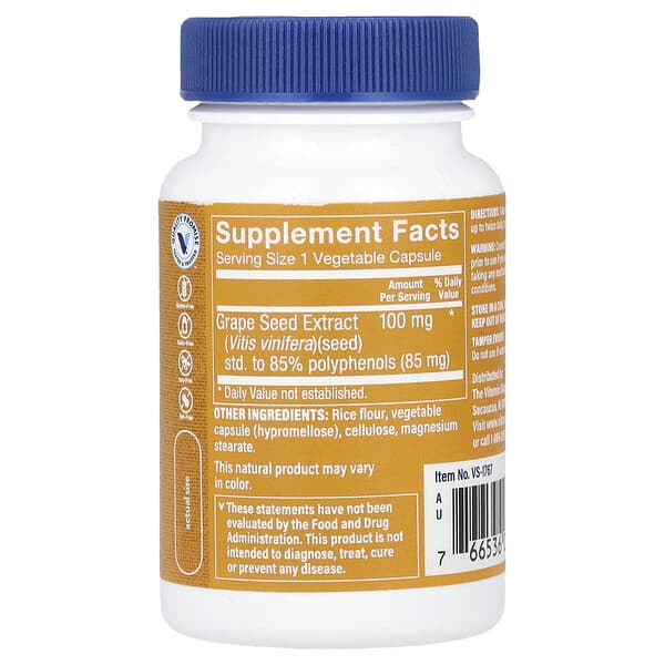 Alternative view of The Vitamin Shoppe, Grape Seed Extract, 100 mg, 60 Vegetable Capsules