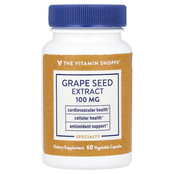 The Vitamin Shoppe, Grape Seed Extract, 100 mg, 60 Vegetable Capsules