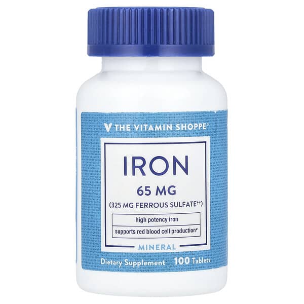 The Vitamin Shoppe, Iron, 65 mg, 100 Tablets