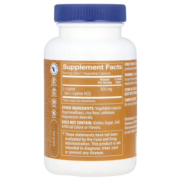 Alternative view of The Vitamin Shoppe, L-Lysine, 500 mg, 100 Vegetable Capsules