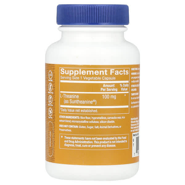 Alternative view of The Vitamin Shoppe, L-Theanine, 100 mg, 120 Vegetable Capsules
