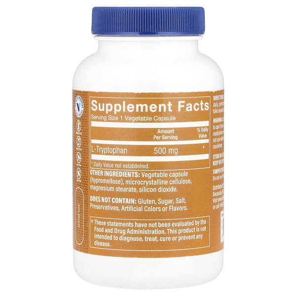 Alternative view of The Vitamin Shoppe, L-Tryptophan, 500 mg, 120 Vegetable Capsules