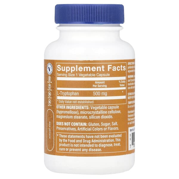Alternative view of The Vitamin Shoppe, L-Tryptophan, 500 mg, 60 Vegetable Capsules