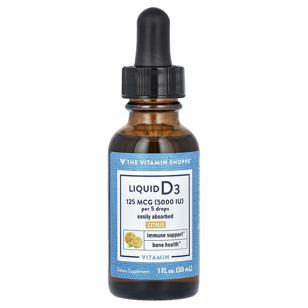 The Vitamin Shoppe, Liquid Vitamin D3, Citrus, 125 mcg (5,000 IU), 1 fl oz (30 ml)