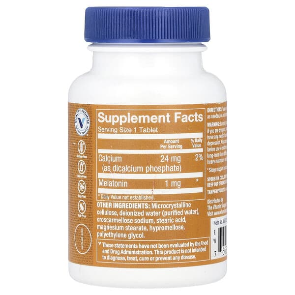 Alternative view of The Vitamin Shoppe, Melatonin , 1 mg, 120 Tablets