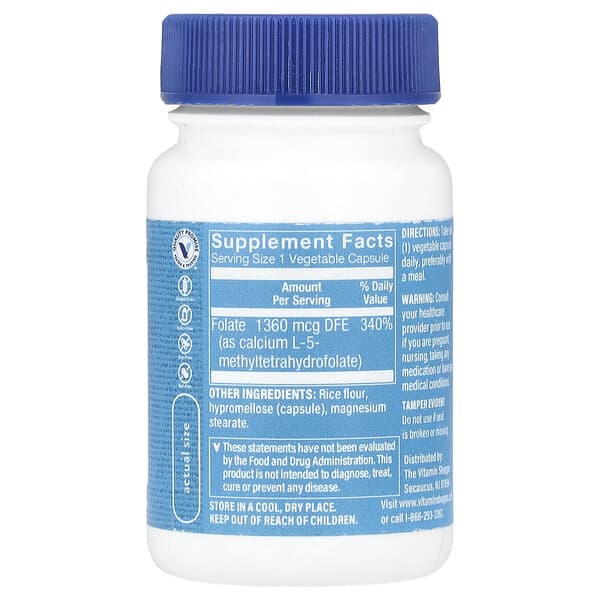 Alternative view of The Vitamin Shoppe, Methyl Folate , 800 mcg , 60 Vegetable Capsules