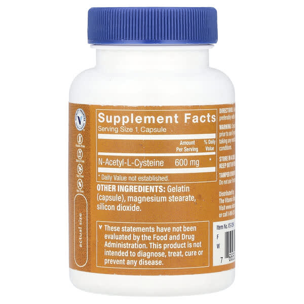 Alternative view of The Vitamin Shoppe, NAC, 600 mg, 50 Capsules