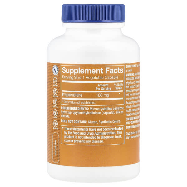 Alternative view of The Vitamin Shoppe, Pregnenolone, 100 mg, 100 Vegetable Capsule
