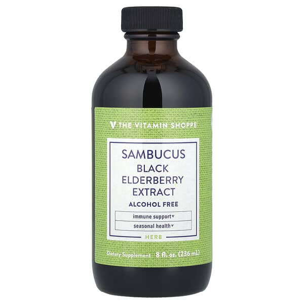 The Vitamin Shoppe, Sambucus Black Elderberry Extract, Alcohol Free, 8 fl oz (236 ml)