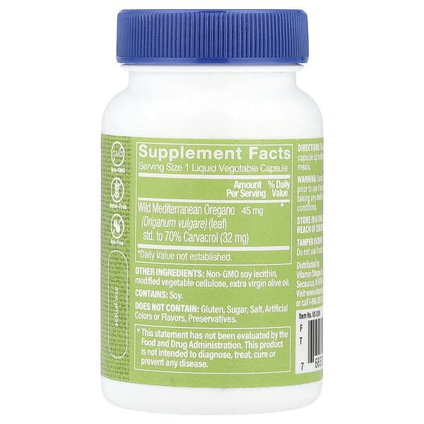 Alternative view of The Vitamin Shoppe, Super Stength Oil of Oregano, 60 Liquid Vegetable Capsules (45 mg per Capsule)