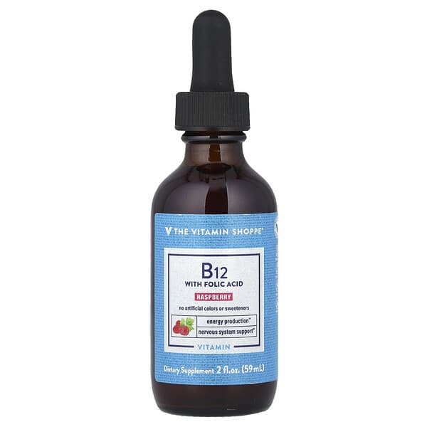 The Vitamin Shoppe, Vitamin B12 with Folic Acid, Raspberry, 2 fl oz (59 ml) 3 The Vitamin Shoppe, Vitamin B12 with Folic Acid, Raspberry, 2 fl oz (59 ml)