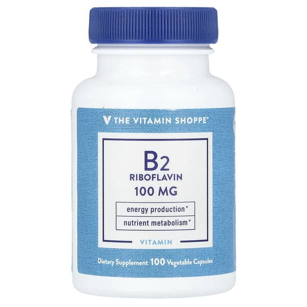 The Vitamin Shoppe, Vitamin B2 Riboflavin, 100 mg, 100 Vegetable Capsules