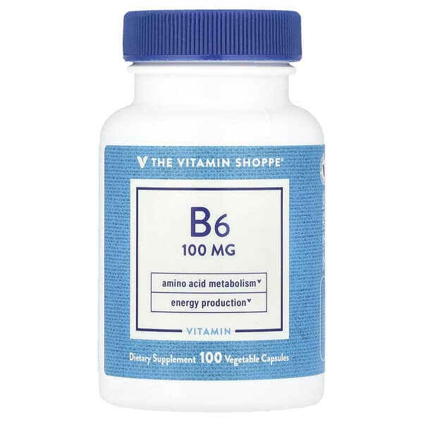 The Vitamin Shoppe, Vitamin B6 , 100 mg, 100 Vegetable Capsules 5 The Vitamin Shoppe, Vitamin B6 , 100 mg, 100 Vegetable Capsules
