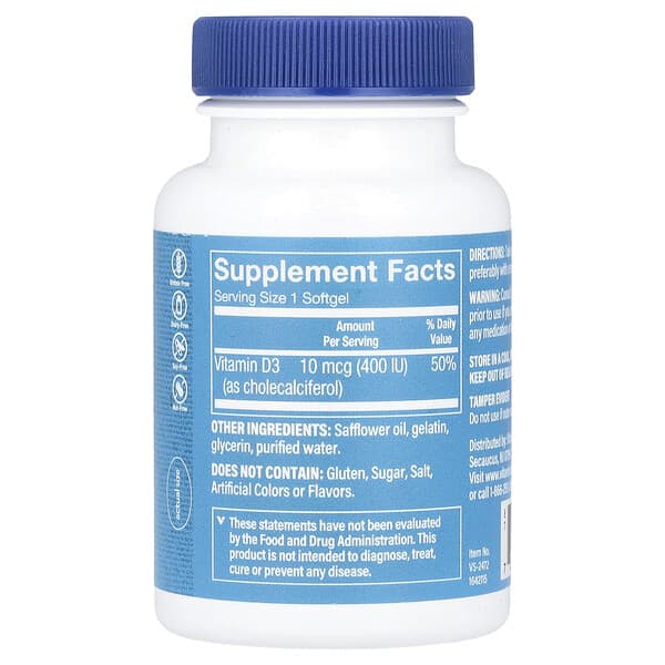 Alternative view of The Vitamin Shoppe, Vitamin D3, 10 mcg (400 IU) , 200 Softgels
