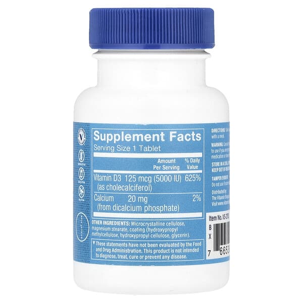 Alternative view of The Vitamin Shoppe, Vitamin D3, 125 mcg (5,000 IU) , 120 Tablets