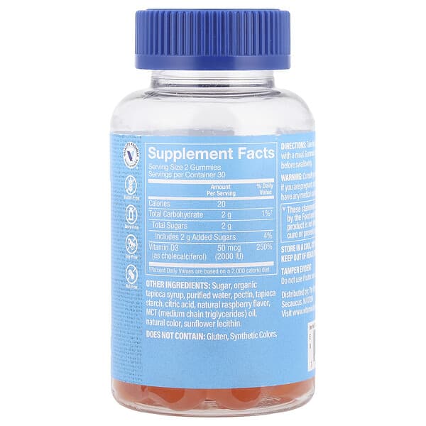 Alternative view of The Vitamin Shoppe, Vitamin D3 Gummies, Raspberry, 60 Gummies (25 mcg per Gummy)