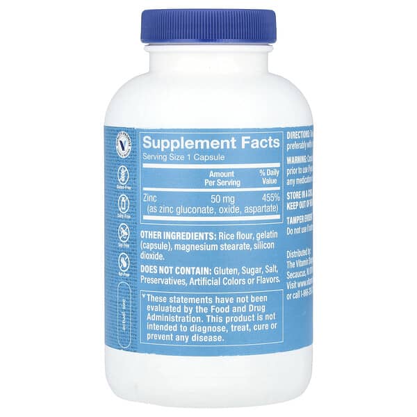 Alternative view of The Vitamin Shoppe, Zinc, 50 mg, 200 Capsules