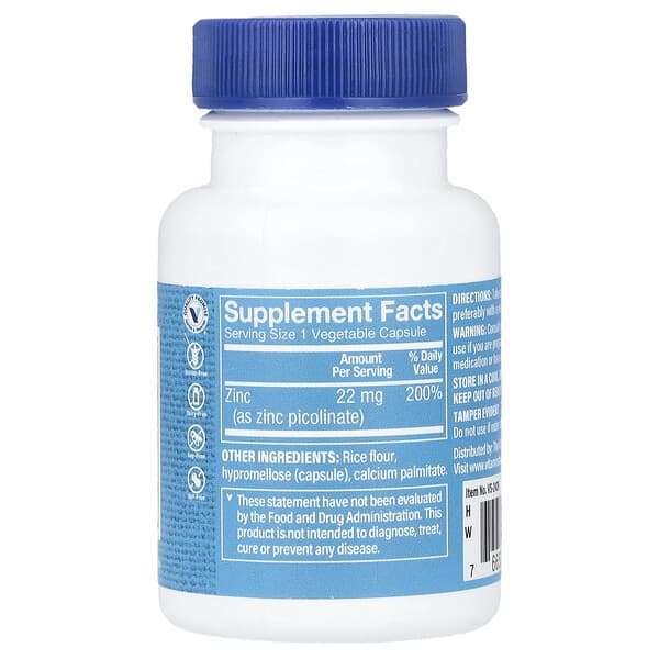 The Vitamin Shoppe, Zinc Picolinate, 100 Vegetable Capsules (22 mg per Capsule)
