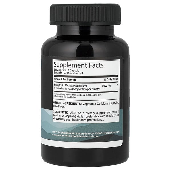 Alternative view of Thinbi, Shilajit+, 90 Capsules (500 mg per Capsule)