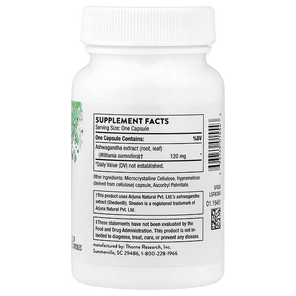 Alternative view of Thorne, Ashwagandha, 120 mg, 30 Capsules