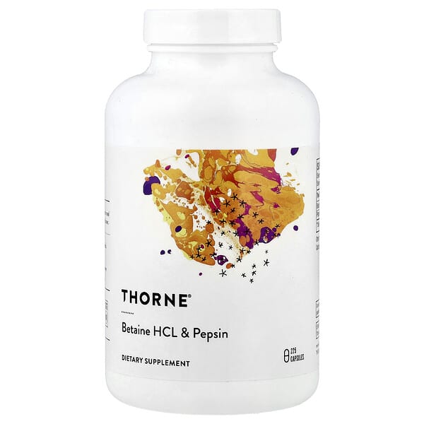 Thorne, Betaine HCL & Pepsin, 225 Capsules