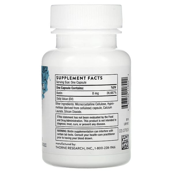 Alternative view of Thorne, Biotin, 8,000 mcg, 60 Capsules