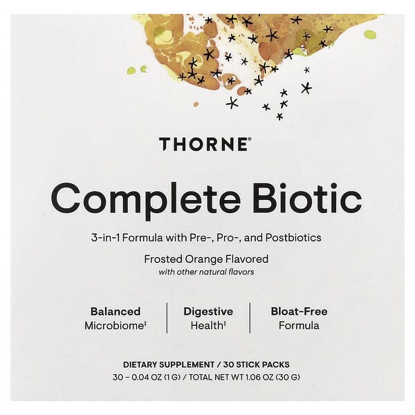 Thorne, Complete Biotic, Frosted Orange, 30 Stick Packs, 0.04 oz (1 g) Each