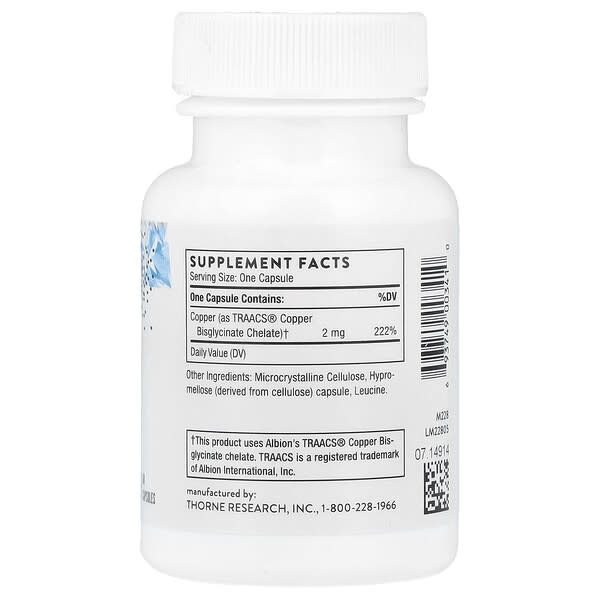 Alternative view of Thorne, Copper Bisglycinate, 60 Capsules (2 mg per Capsule)