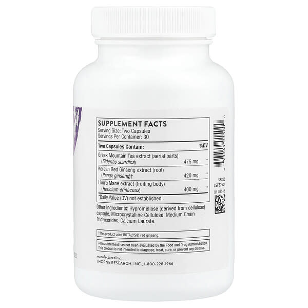 Alternative view of Thorne, Ginseng Plus with Lion's Mane, 60 Capsules