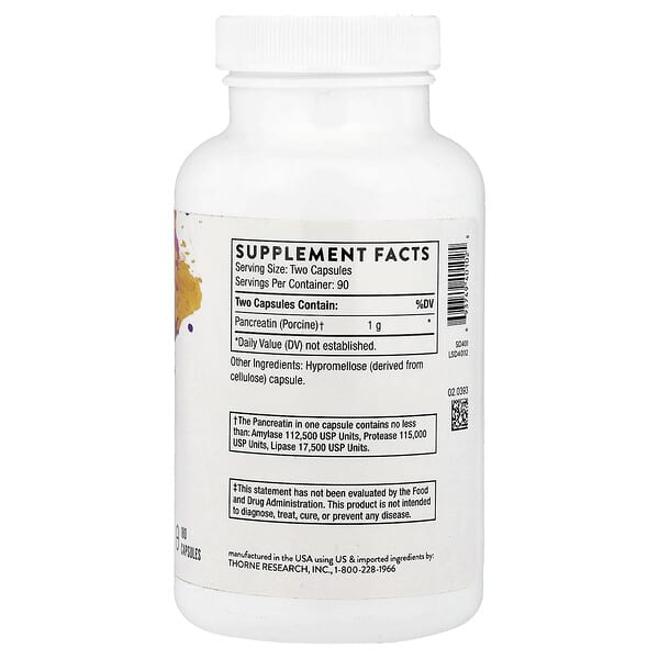 Alternative view of Thorne, Pancreatic Enzymes, 180 Capsules (500 mg per Capsule)
