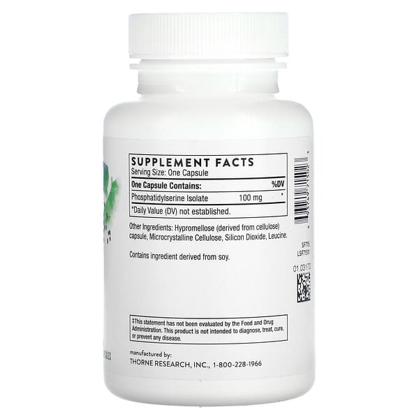 Alternative view of Thorne, Phosphatidylserine, 60 Capsules (100 mg per Capsule)