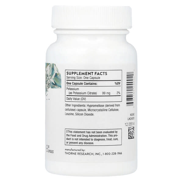 Alternative view of Thorne, Potassium Citrate, 90 Capsules (99 mg per Capsule)